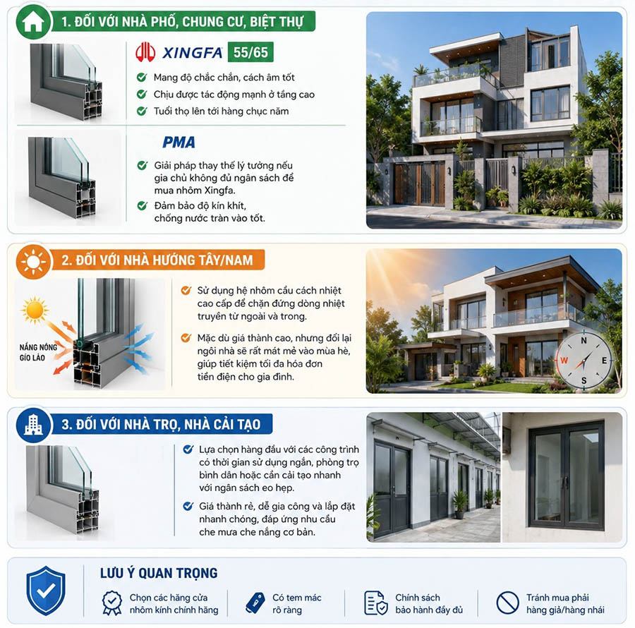 Kinh nghiệm lựa chọn cửa nhôm kính